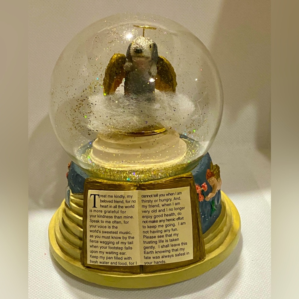 BEDLINGTON TERRRIER MUSICAL ANGEL GLITTER GLOBE-"A Dog's Prayer"